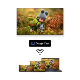 Thomson 50QG7C14 50 4K Ultra HD QLED Pro Smart TV preta com bordas finas, cores vibrantes, contraste intenso e Google Cast para espelhar dispositivos