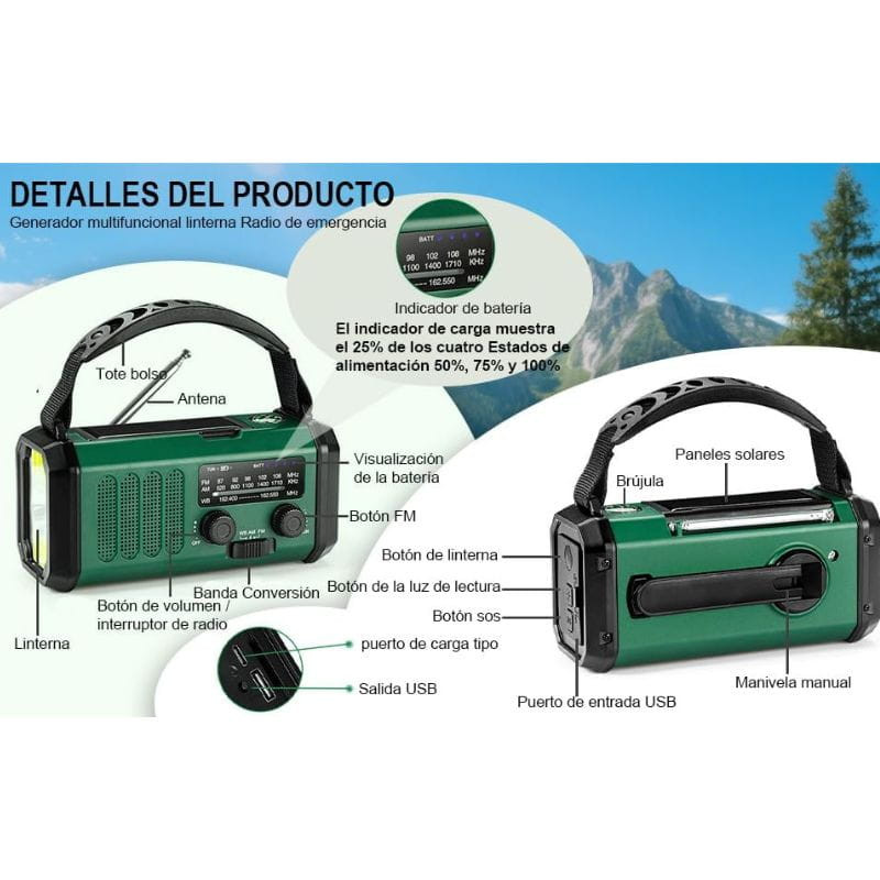 Radio de Emergencia Portátil 20000 mAh - Ítem6
