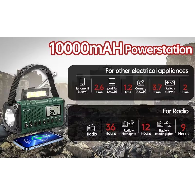 Radio de Emergencia Portátil 10000 mAh - Ítem4