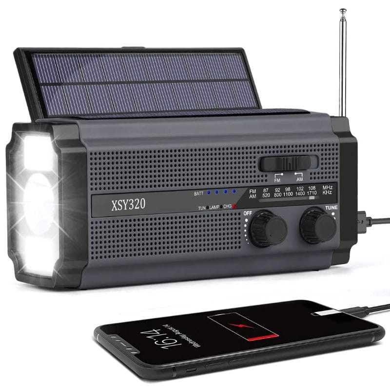 Radio de Emergencia Portátil 5000 mAh Gris y Negro - Ítem