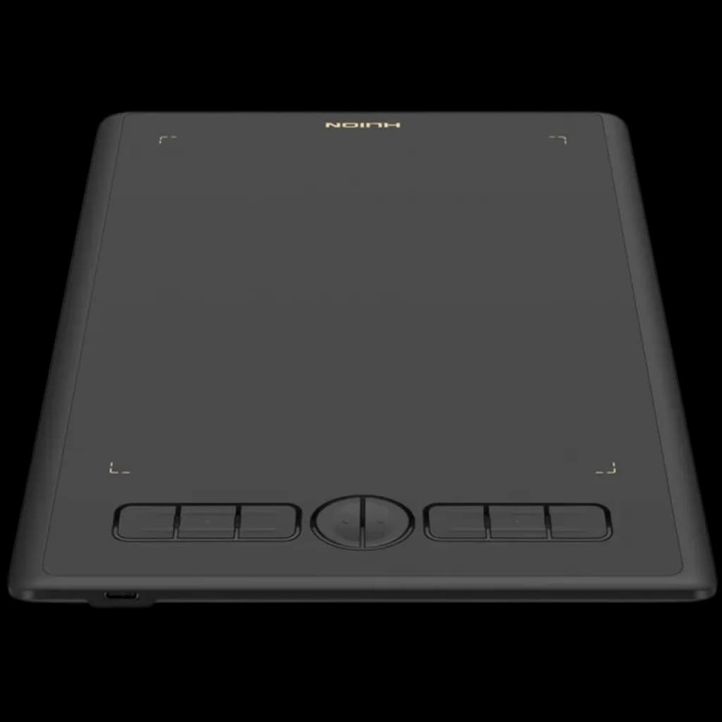 Huion H580X con 8 teclas programables: tableta gráfica compacta y delgada, superficie amplia de dibujo, botones laterales y rueda central, puerto USB-C