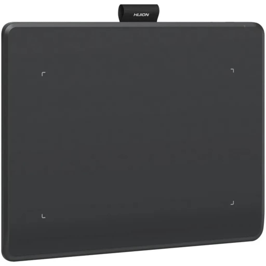 Tablette graphique Huion Inspiroy Frego S L310 noire, surface mate avec repères de zone active, bords arrondis, sangle supérieure Huion, connectique USB-C et