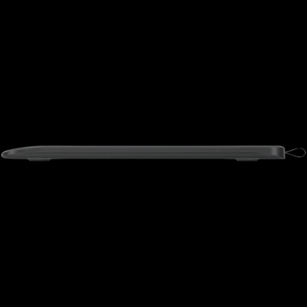 Tablette graphique ultra fine vue de profil, corps noir mat, bords arrondis, port USB C discret, design minimaliste et léger pour prise en main confortable