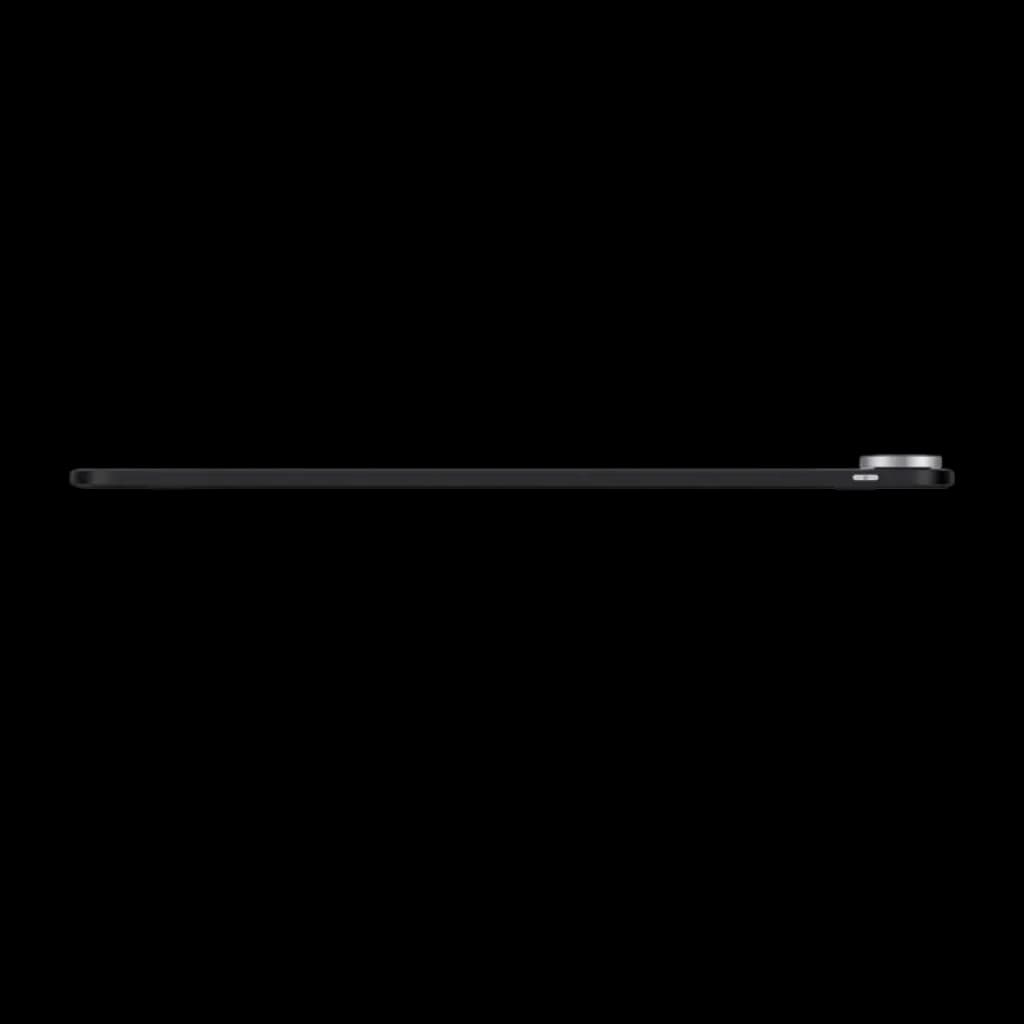 Perfil lateral ultrafino de la Huion Q620M, cuerpo negro delgado con borde metálico y módulo sobresaliente para botones y rueda, diseño minimalista y