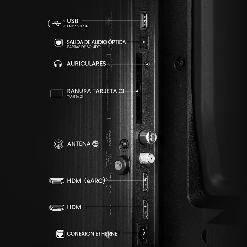 Hisense 32A5Q 32 pouces QLED FHD Noir avec HDR10, cadre fin, logo Real Madrid, double position de pied, écran plat lumineux et contrastes saisissants - Ítem4