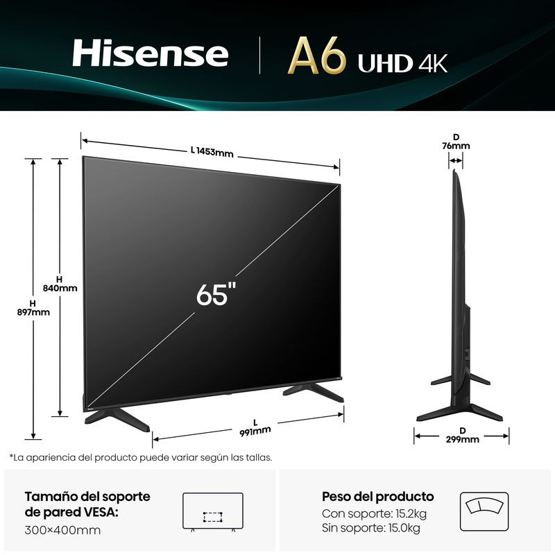 Hisense 65A6Q 65 4K Ultra HD Smart TV Wifi Preto - Item10