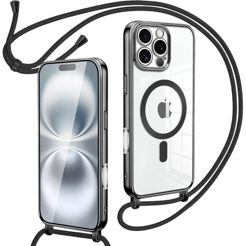 Coque magnétique avec pendentif pour iPhone 16 Pro Noir - Ítem