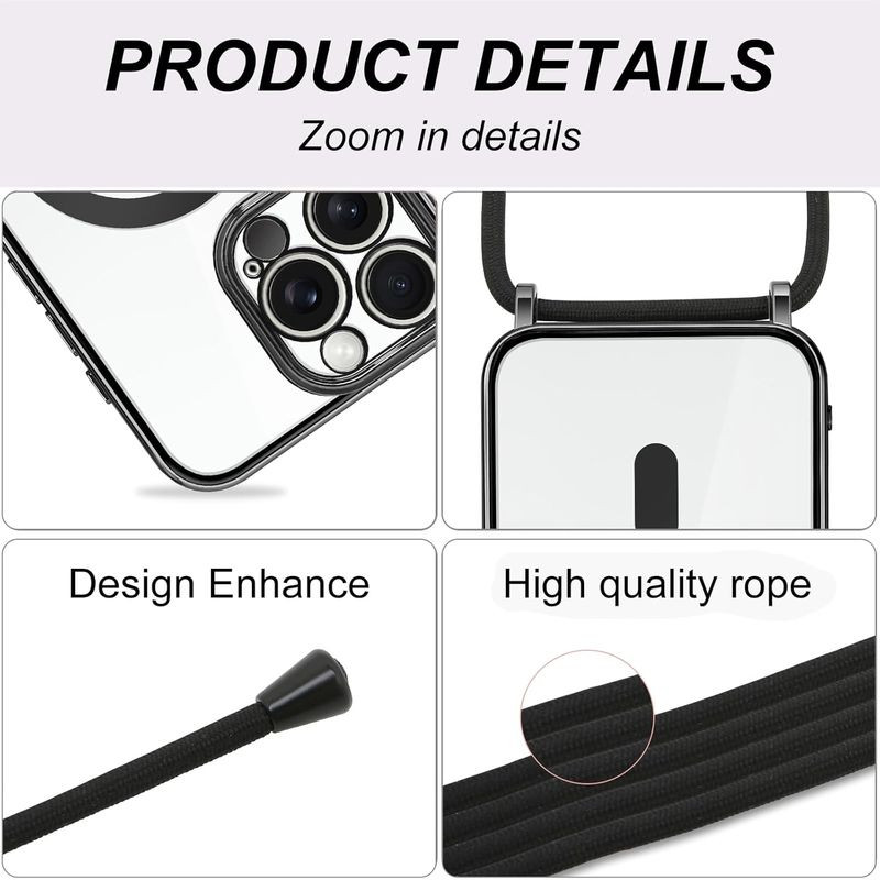 Funda Magnética con colgante para iPhone 16 Pro Negro - Ítem6