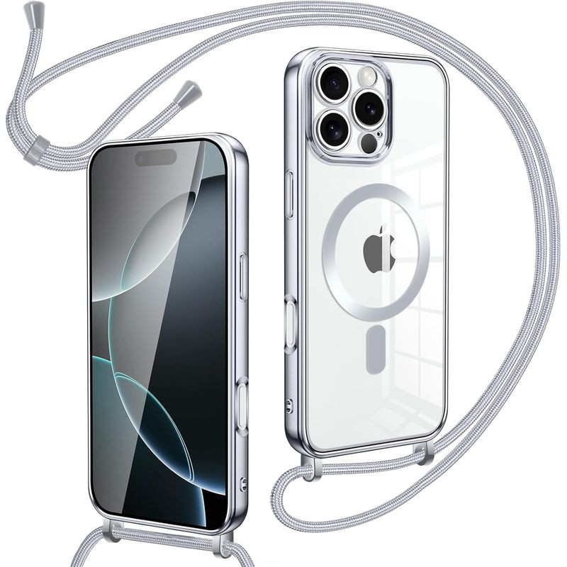 Capa Magnética com Pendente para iPhone 16 Pro Prata - Item
