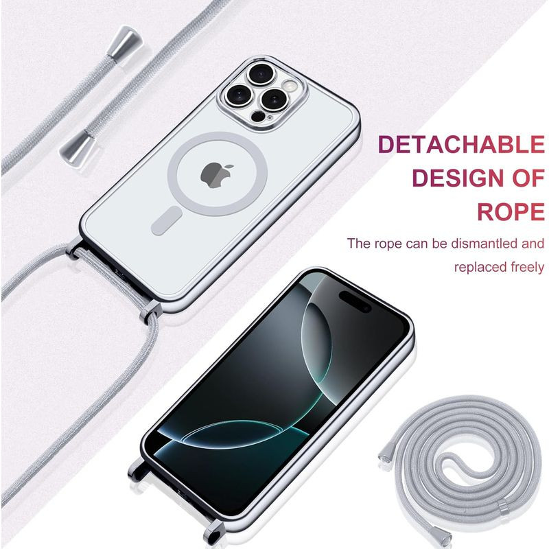 Capa Magnética com Pendente para iPhone 16 Pro Prata - Item2