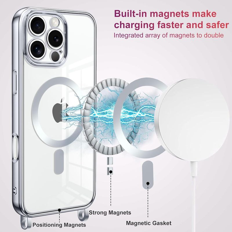 Capa Magnética com Pendente para iPhone 16 Pro Prata - Item4