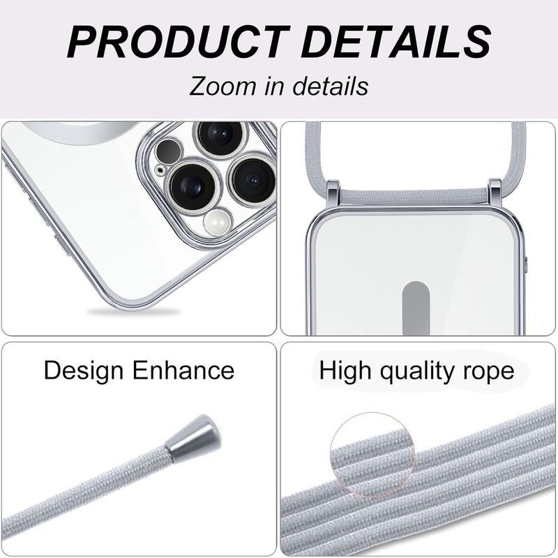 Capa Magnética com Pendente para iPhone 16 Pro Prata - Item6