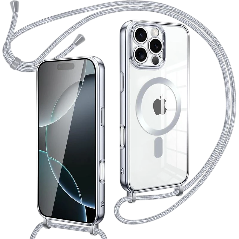 Capa Magnética com Pendente para iPhone 16 Pro Max Prata - Item