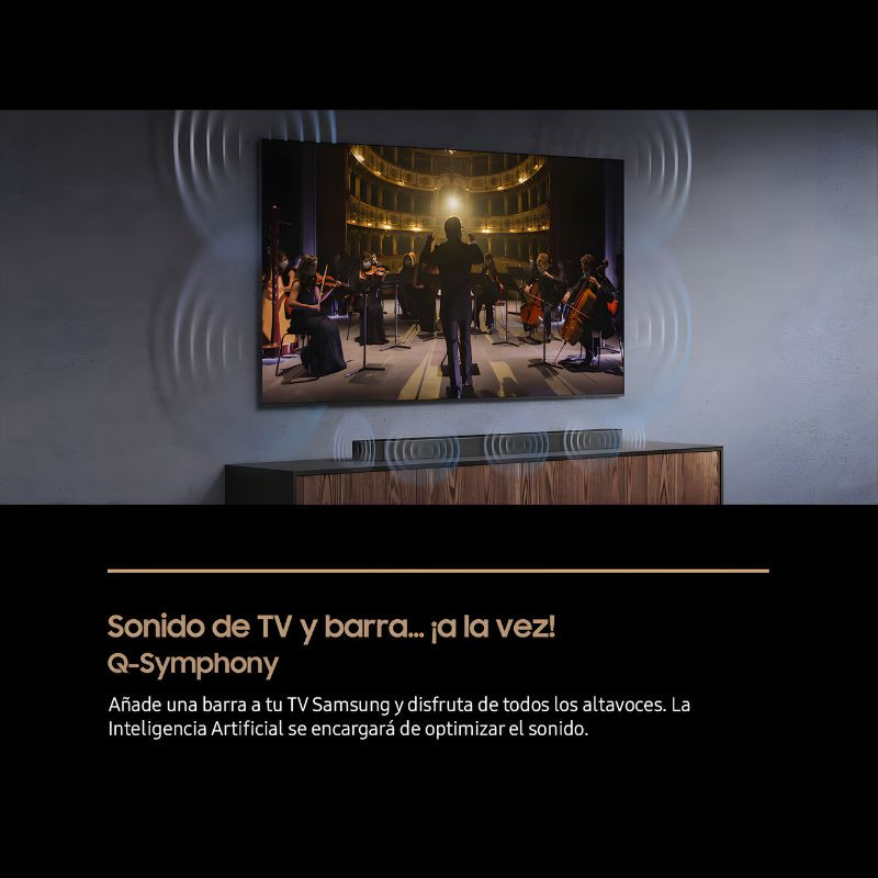 Samsung HW-B750F Negro barra de sonido con subwoofer inalámbrico; diseño minimalista en negro mate, rejilla frontal metálica y bordes curvos elegantes - Ítem3