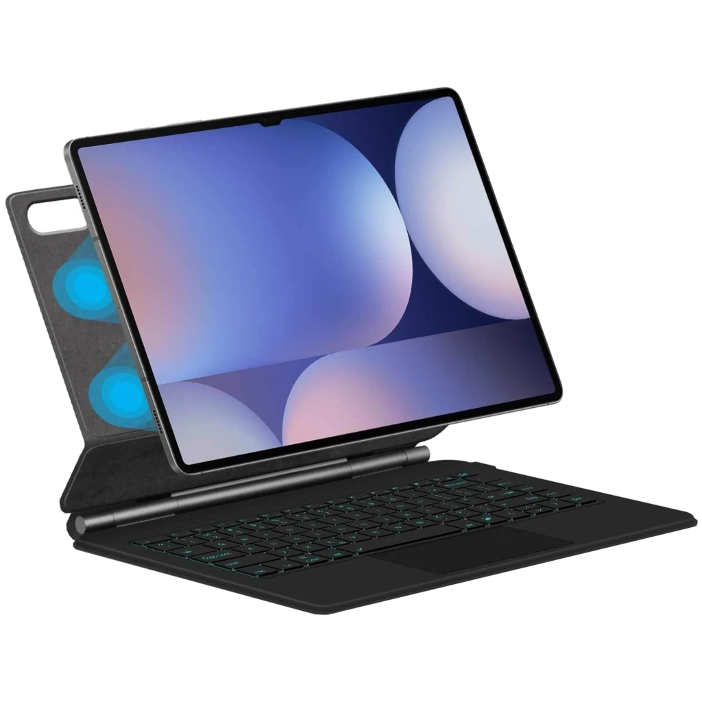 Étui avec clavier pour Samsung Galaxy Tab S10 Ultra, rétroéclairé, support pliable, emplacement stylet, protection complète, ventilation intégrée, - Ítem