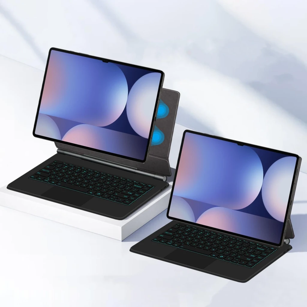 Étui avec clavier pour Samsung Galaxy Tab S10 Ultra, rétroéclairé, support pliable, emplacement stylet, protection complète, ventilation intégrée, - Ítem3