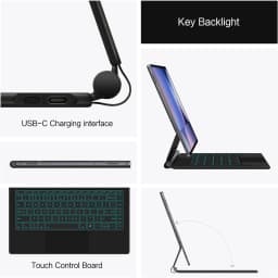 Funda con Teclado Samsung Galaxy Tab S10 Ultra Inglés con retroiluminación, panel táctil, bisagra ajustable y puerto USB C, diseño delgado y magnético