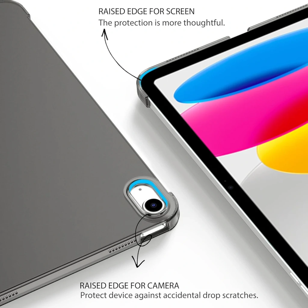 Funda con Teclado Apple iPad 2025 11 Inglés: cubierta negra plegable tipo tríptico, soporte estable, trasera translúcida rígida, recortes precisos para - Ítem3