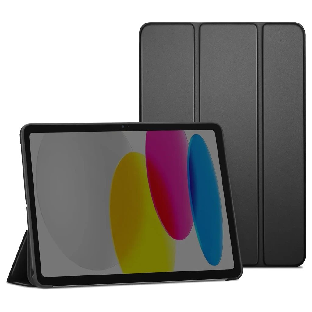 Funda Inteligente iPad 2025 11 pulg Negro con tapa tríptico, soporte tipo atril y acabado mate antideslizante; protege pantalla y trasera - Ítem
