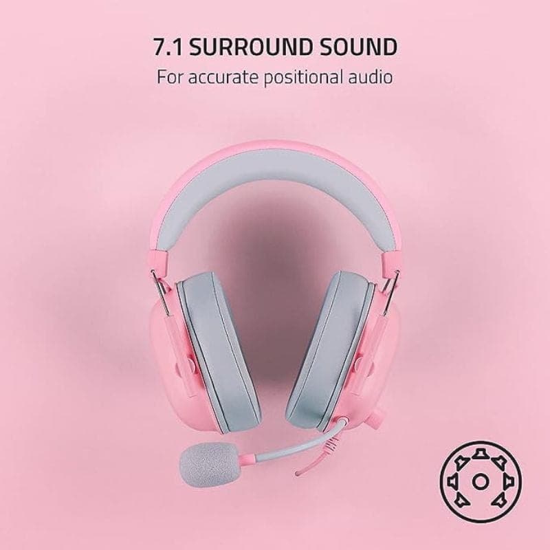 Razer Blackshark V2 X Rosa– Auriculares Gaming con cable, sonido 7.1
