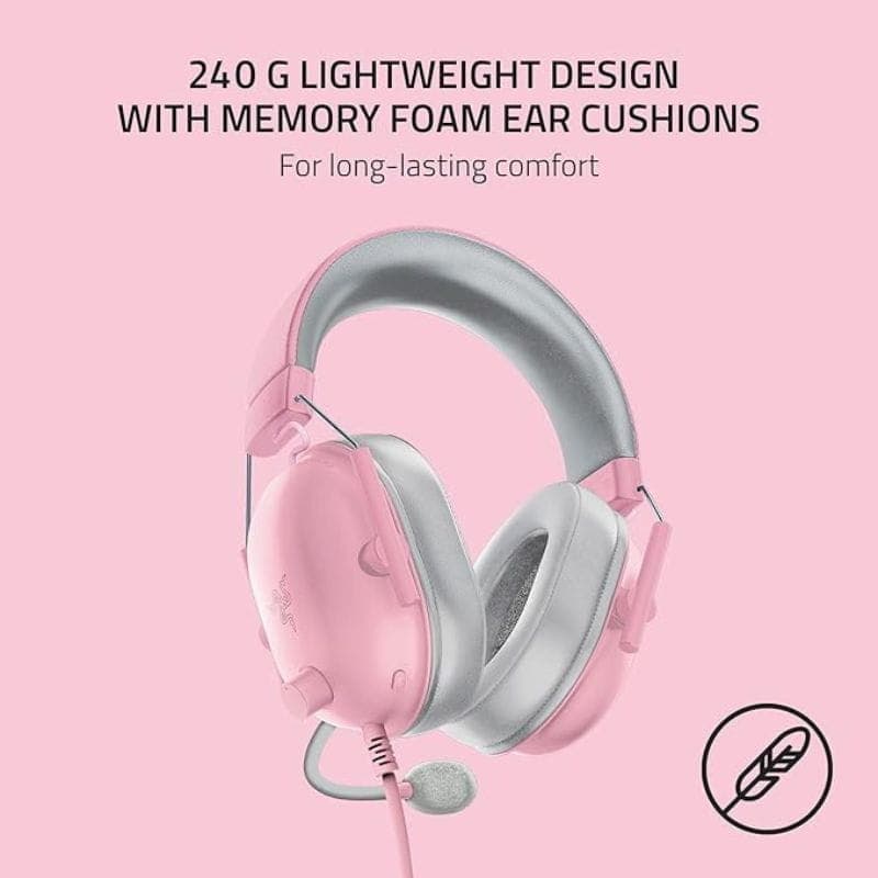 Razer Blackshark V2 X Rosa– Auriculares Gaming con cable, ligeros