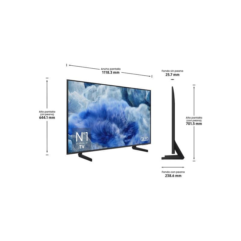 Dimensões de Samsung Q8F QE50Q8FAAU 50 4K Ultra HD Smart TV Wifi 