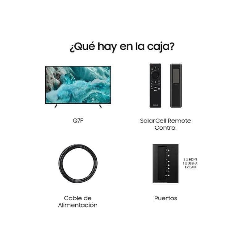 Conteúdo de caixa de Samsung Q7F QE65Q7FAAU