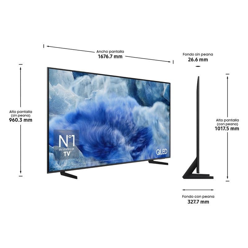 Dimensões de Samsung Q8F QE75Q8FAAU 75 4K Ultra HD Smart TV Wifi 