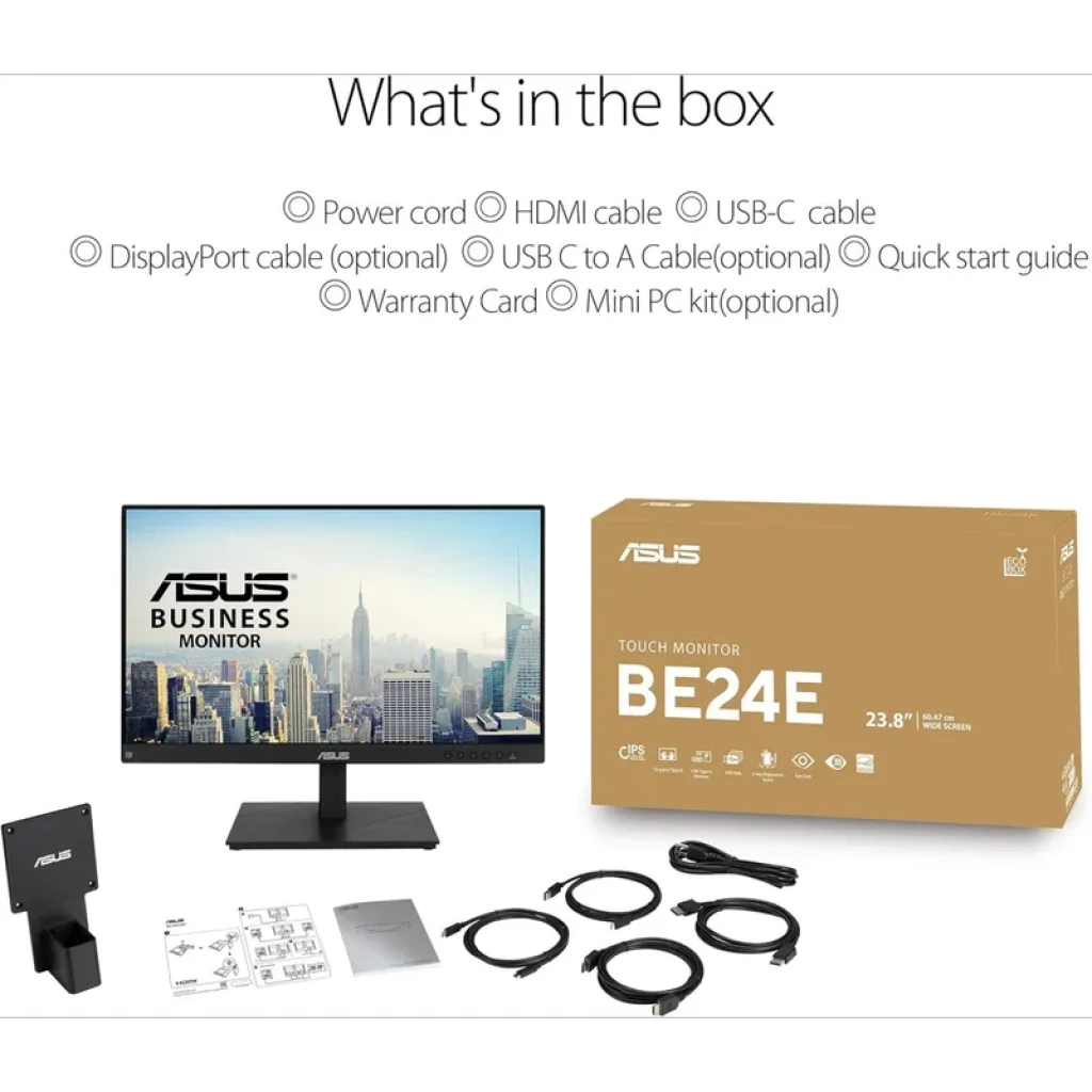 Monitor ASUS BE24ECSBT 24 polegadas Full HD, tela IPS tátil, bordas finas, base ajustável, 75 Hz, ideal para trabalho e produtividade - Item10