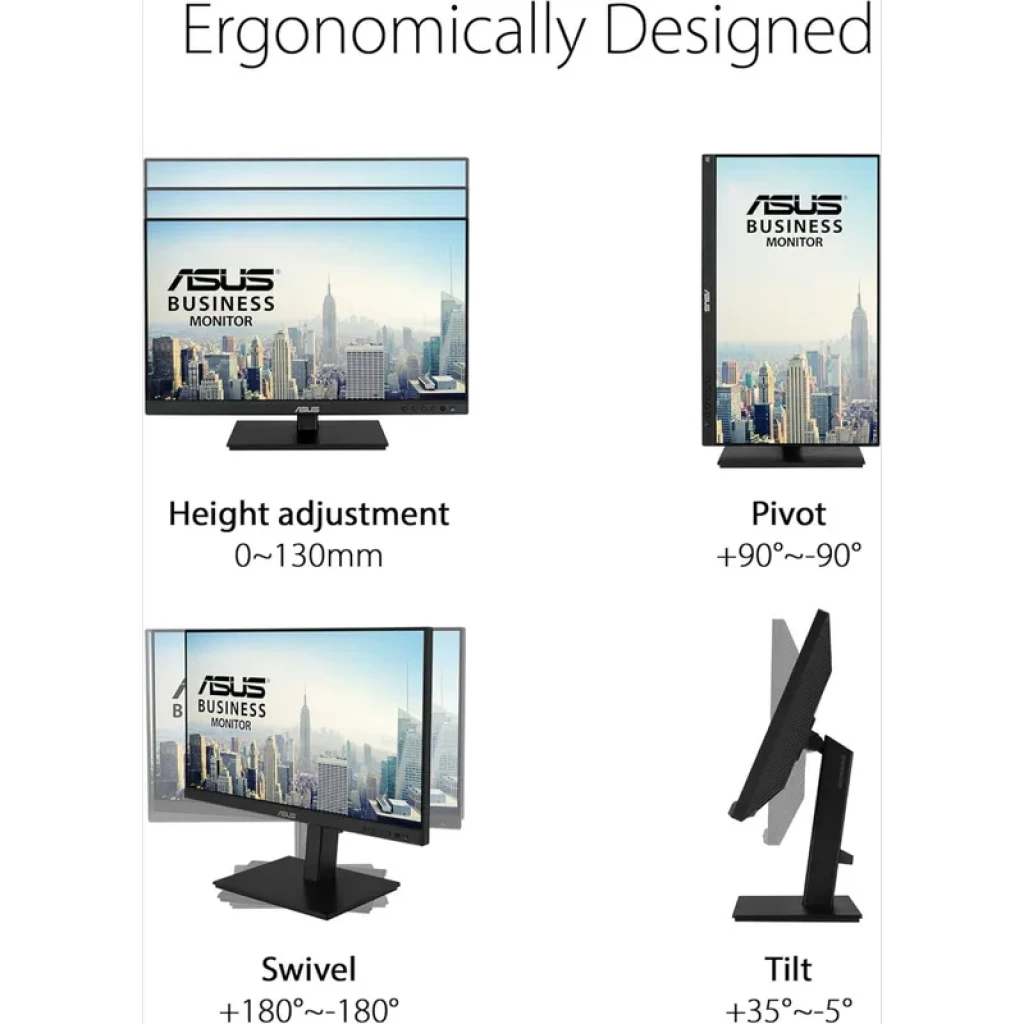 Monitor ASUS BE24ECSBT 24 polegadas Full HD, tela IPS tátil, bordas finas, base ajustável, 75 Hz, ideal para trabalho e produtividade - Item6