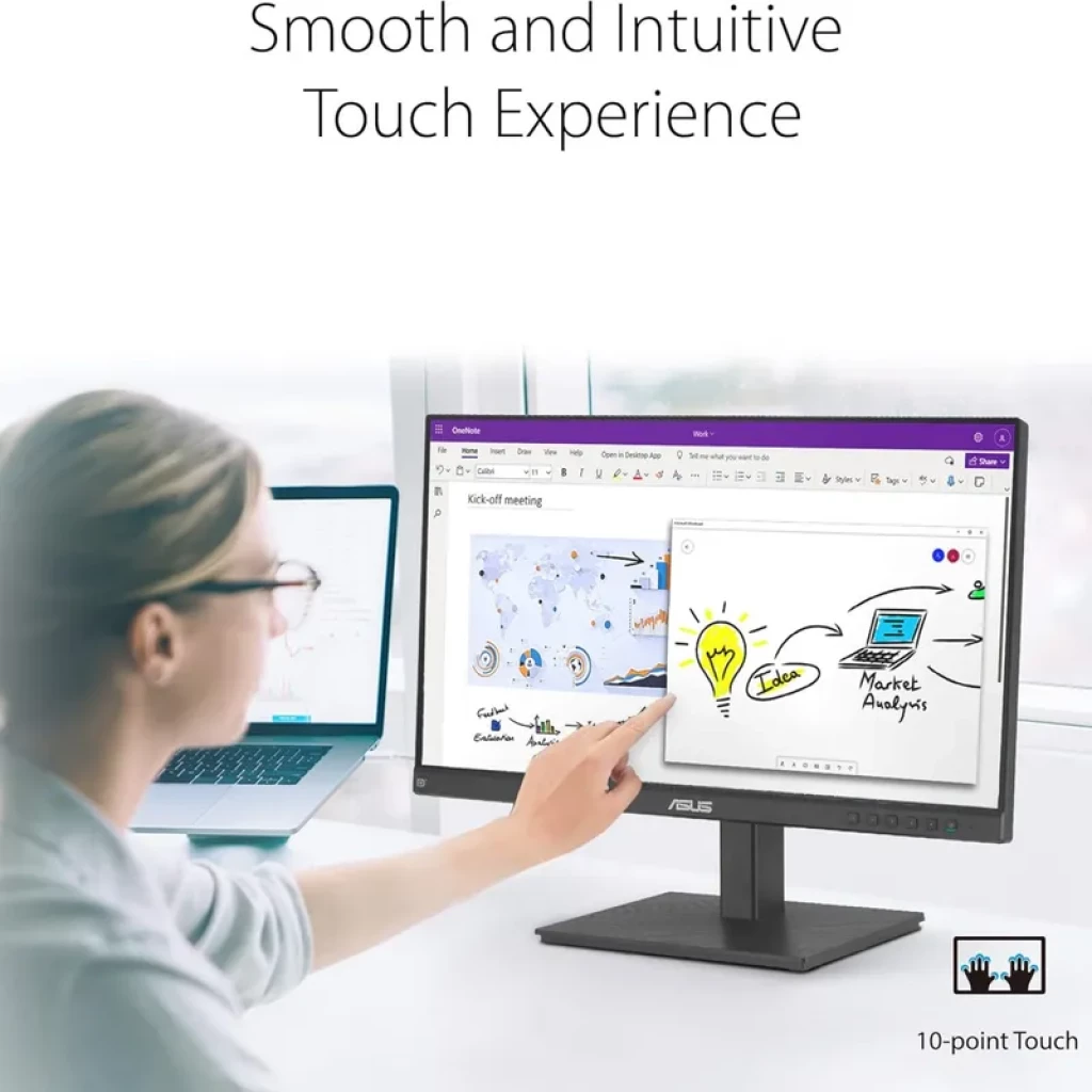 Monitor ASUS BE24ECSBT 24 polegadas Full HD, tela IPS tátil, bordas finas, base ajustável, 75 Hz, ideal para trabalho e produtividade - Item7