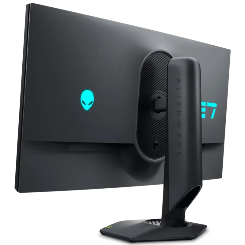 Monitor Alienware preto 27 polegadas com molduras finas, base robusta e tela IPS 4K; exibe jogo com cores vibrantes e movimento fluido a 360 Hz - Item3