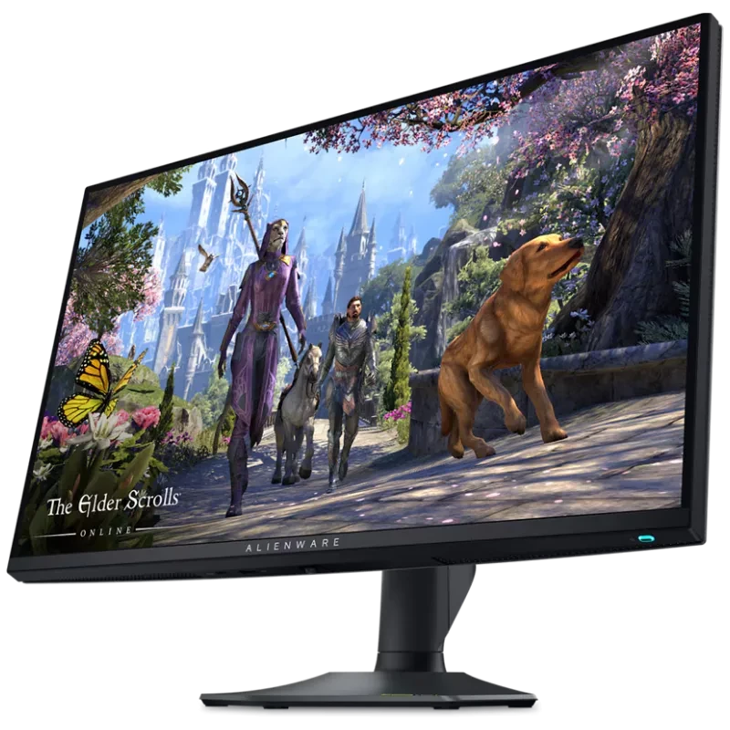 Monitor Alienware preto 27 polegadas com molduras finas, base robusta e tela IPS 4K; exibe jogo com cores vibrantes e movimento fluido a 360 Hz - Item2