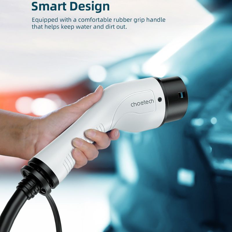 Cable cargador EV Choetech ACG12 tipo 2, monofásico 240V 32A 7kW, 5 m, conectores ergonómicos con tapas protectoras y cable negro resistente y flexible - Ítem3