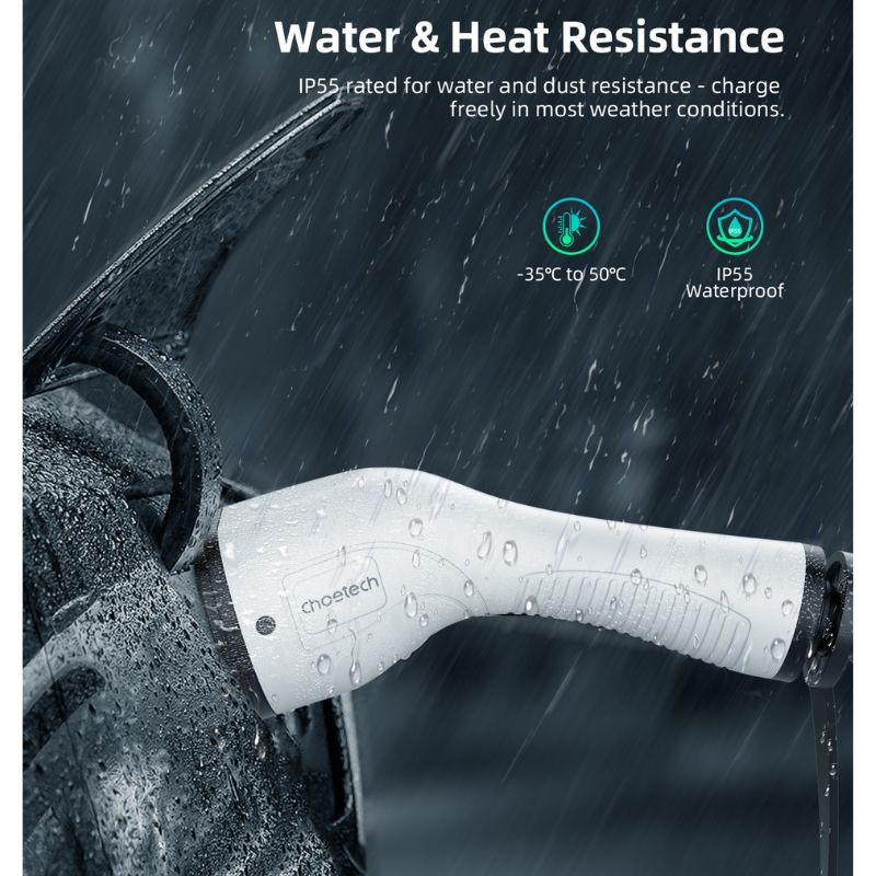 Cable trifásico Choetech ACG13 tipo 2 a tipo 2, 5 m, conectores robustos con tapas protectoras, diseño negro y blanco, ideal para carga 22 kW 32 A 380 V - Ítem5