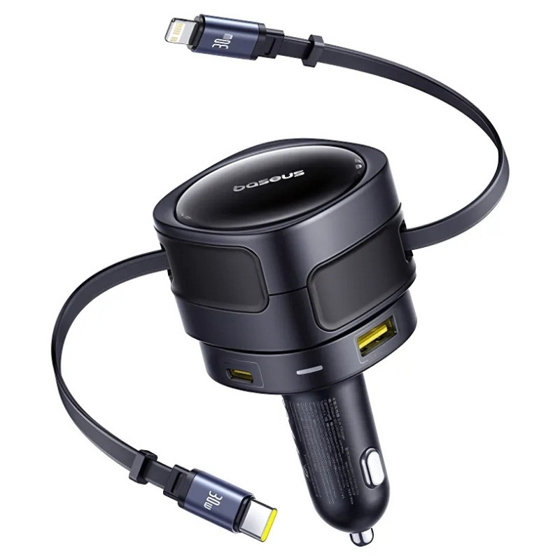 Baseus Enjoyment Max Cargador de Coche 90W con cables USB-C+Lightning y puertos USB-A+USB-C - Ítem