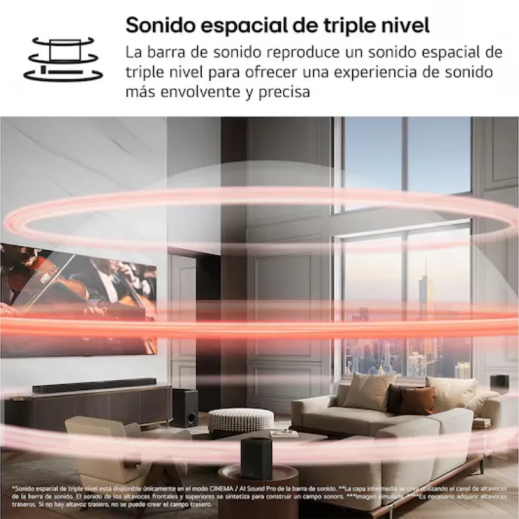 LG S70TY 3.1.1 avec caisson de basses 400 W Dolby Atmos Noir - Barre de son - Ítem5