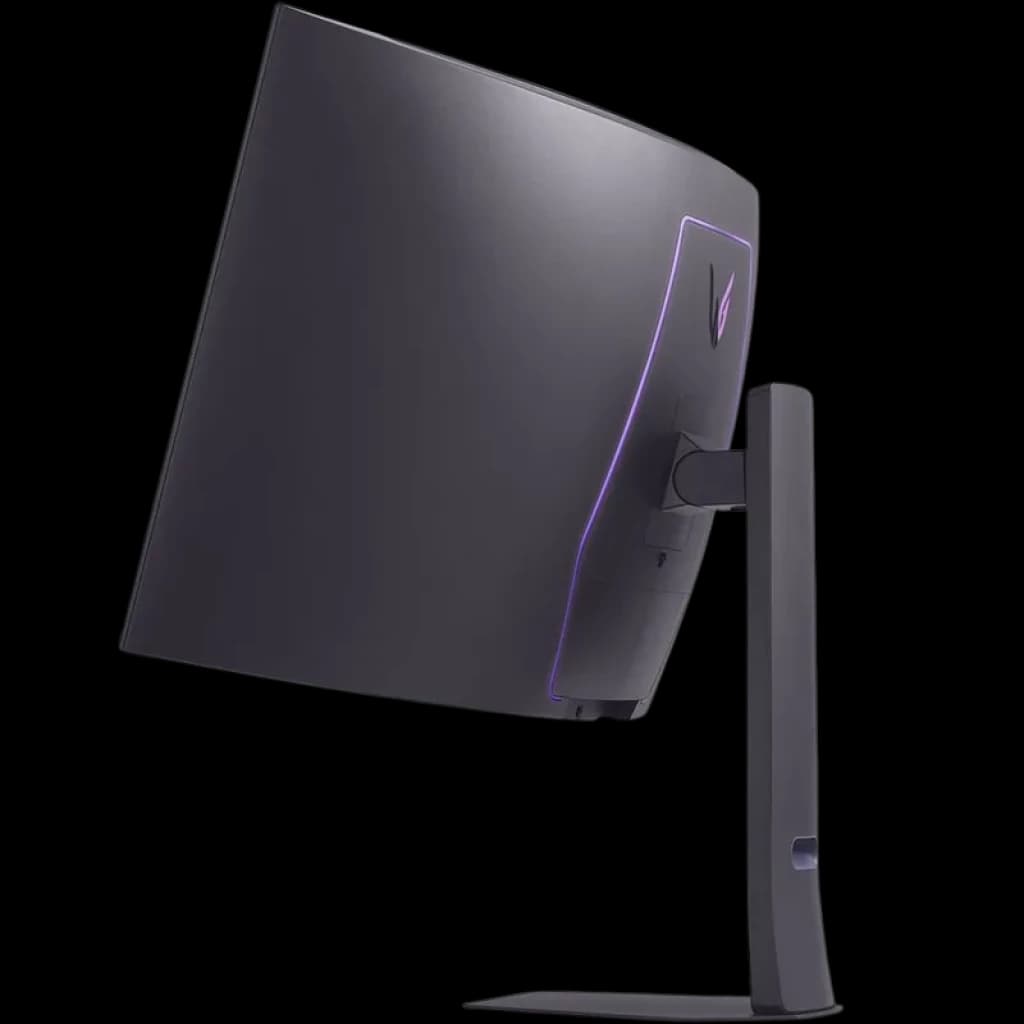 LG UltraGear 45GX950A-B incurvé avec éclairage arrière violet, pied réglable robuste, bords fins, dalle OLED 44,5 pouces UltraWide élégante et immersive