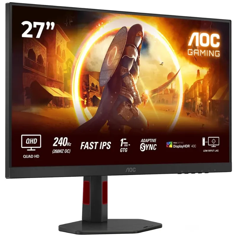 AOC Q27G4ZR 27 pulgadas, panel IPS QHD, 240 Hz, 1 ms, AdaptiveSync, HDR400, biseles finos y base ajustable, ideal para gaming con baja latencia - Ítem1