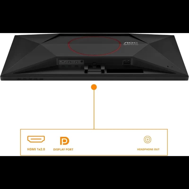 AOC Q27G42ZE 27 pouces, dos noir angulaire avec anneau rouge, ports HDMI 2.0, DisplayPort et sortie casque, design gaming épuré