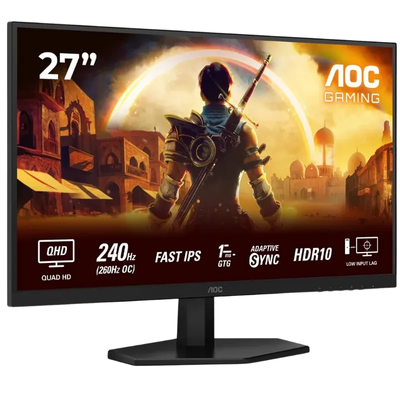 Monitor AOC Q27G42ZE 27 pulgadas QHD con panel Fast IPS, 240 Hz, 1 ms GTG, Adaptive Sync y HDR10, biseles finos y base robusta para gaming - Ítem1