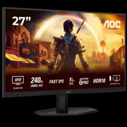 AOC Q27G42ZE 27 pouces QHD, dalle Fast IPS, 240 Hz OC 260 Hz, 1 ms GtG, Adaptive Sync, HDR10, bords fins, pied réglable, design gaming noir
