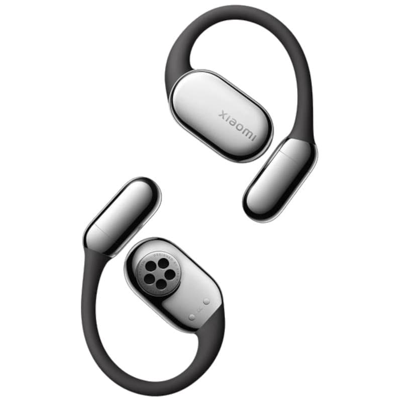 Xiaomi OpenWear Stereo Pro ANC Preto Grafite com design open-ear, estrutura em arco flexível, acabamento metálico prateado e grelha circular de áudio