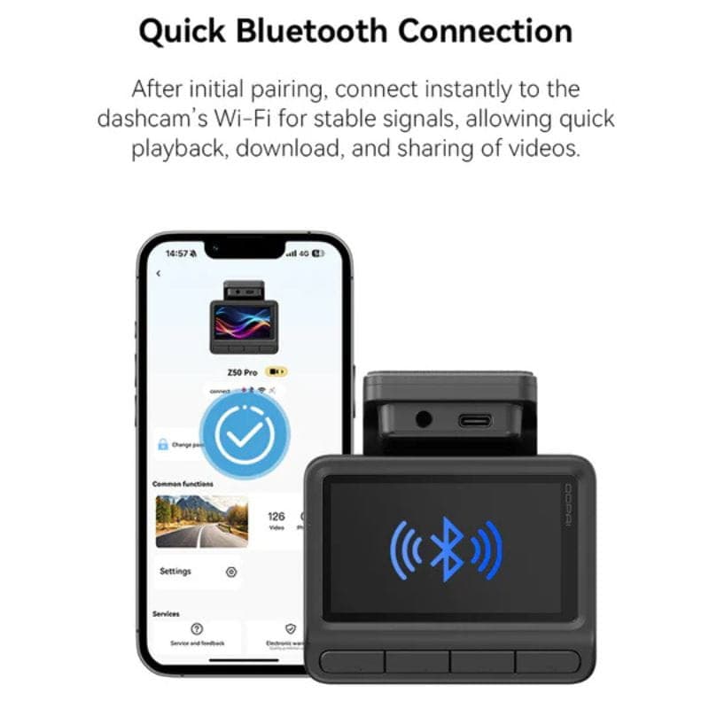 DDPAI Z50 Pro 4K Dual Dash Cam - Caméra embarquée pour voiture, Bluetooth