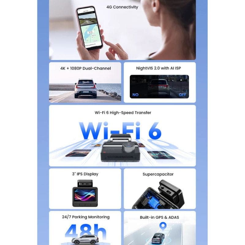 DDPAI Z50 Pro 4K Dual Dash Cam - Caméra embarquée pour voiture, caractéristiques