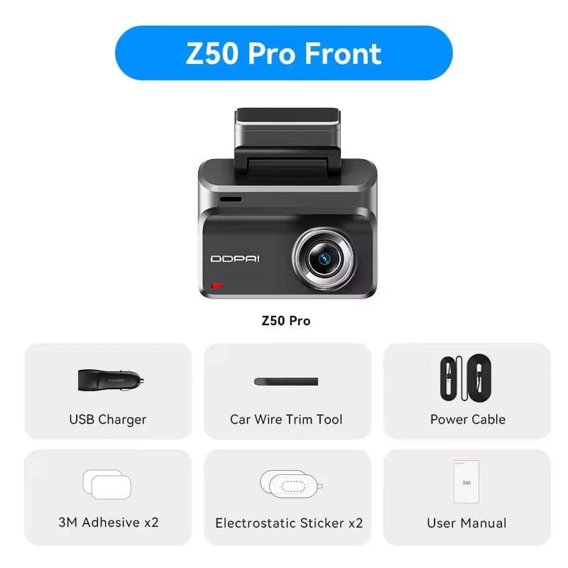 DDPAI Z50 Pro 4G Dual 4K Dash Cam - Câmara para automóvel, conteúdo da embalagem
