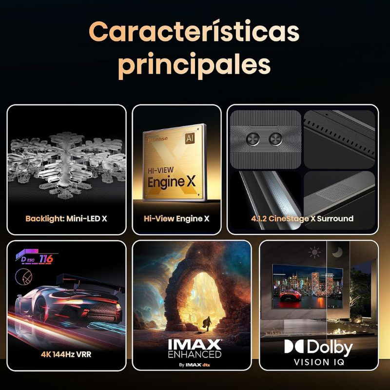 Hisense 85UXKQ 85 pouces 4K Ultra HD, cadre anthracite, écran Mini LED ULED X, pic de 2500 nits, contraste élevé, son CineStage X Surround - Ítem3