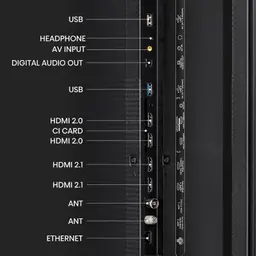 Hisense 85UXKQ 85 4K Ultra HD Smart TV antracite vista traseira com textura listrada, pés laterais, grelhas de ventilação e portas centrais de