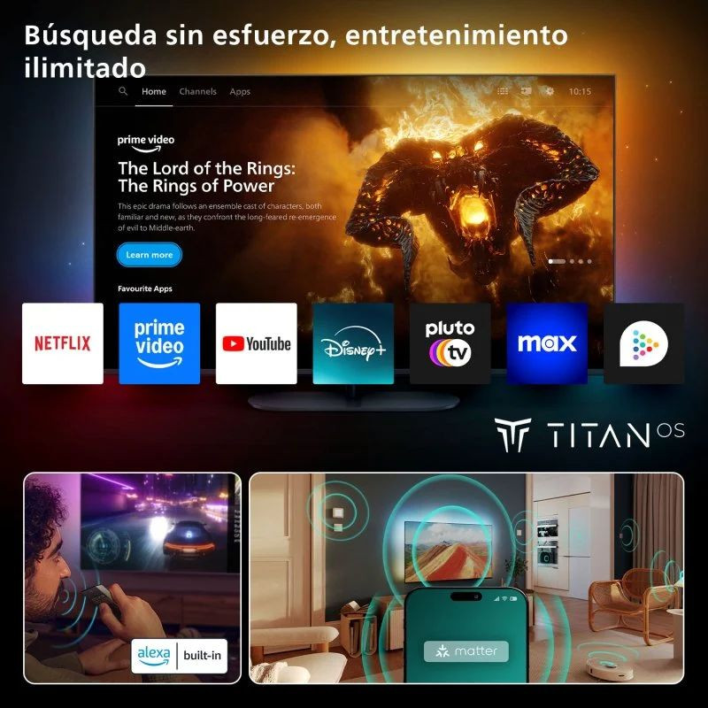 Philips The One 43PUS9010/12 43 pulgadas 4K Ultra HD QLED con Ambilight, biseles finos y peana central; pantalla vibrante con colores intensos y alto contraste - Ítem4