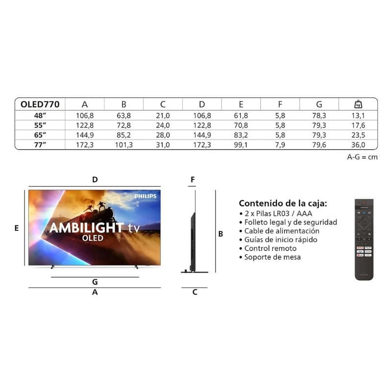 Télécommande élégante Philips en plastique recyclé, rétroéclairée, avec touches dédiées Netflix/Prime/YouTube et bouton Ambilight pour TV OLED
